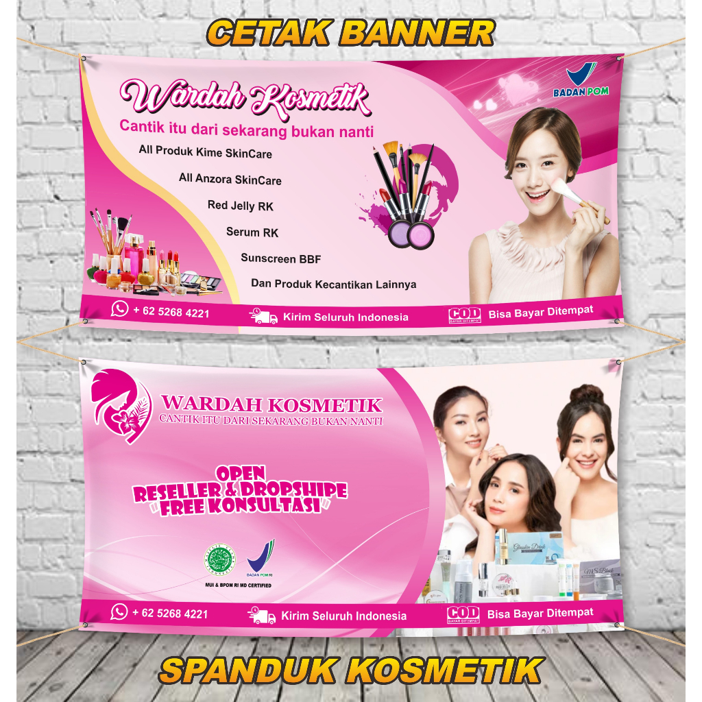 Jual Cetak Spanduk Custom/Banner Kosmetik (FREE DESAIN) | Shopee Indonesia