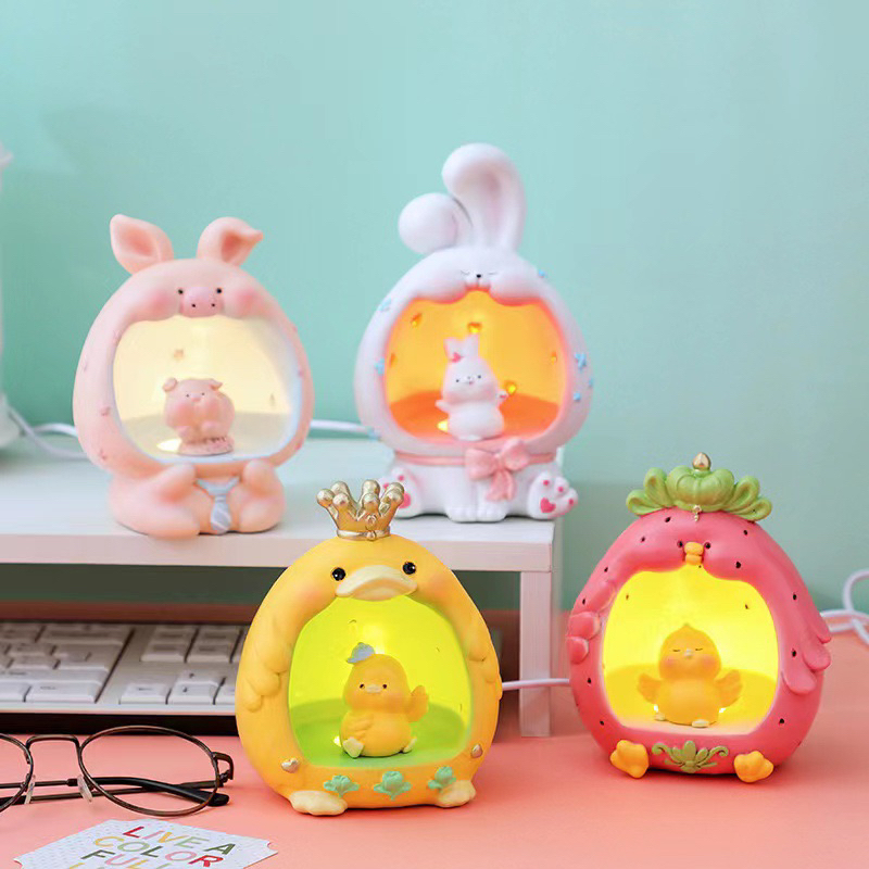 Jual Lampu Rumah USB Cartoon Bebek / Rabbit /Babi hias meja kamar anak ...