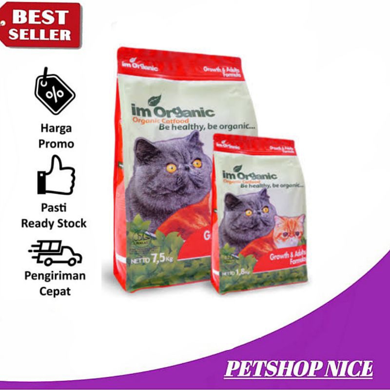 Jual Im Organic Cat Food Growth and Adults Formula 1,8kg Makanan