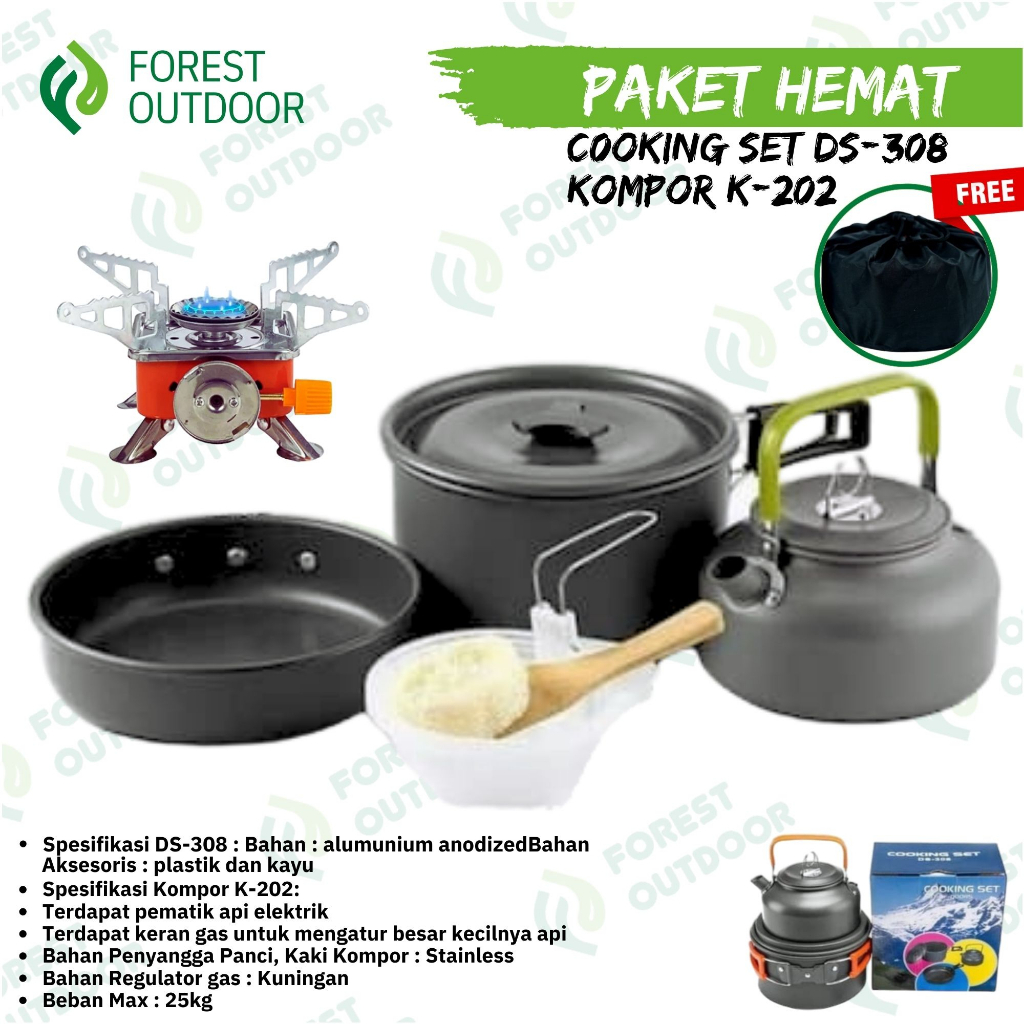 Jual Paket Cooking Set Ds 308 Kompor Kotak Portable Alat Masak