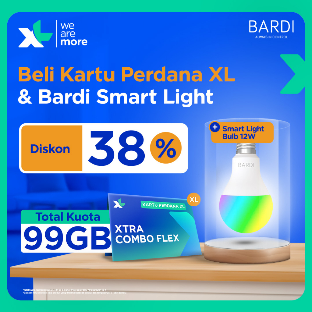 Jual Kartu Perdana XL XTRA Combo Flex XL + BARDI Smart Bulb 12W ...