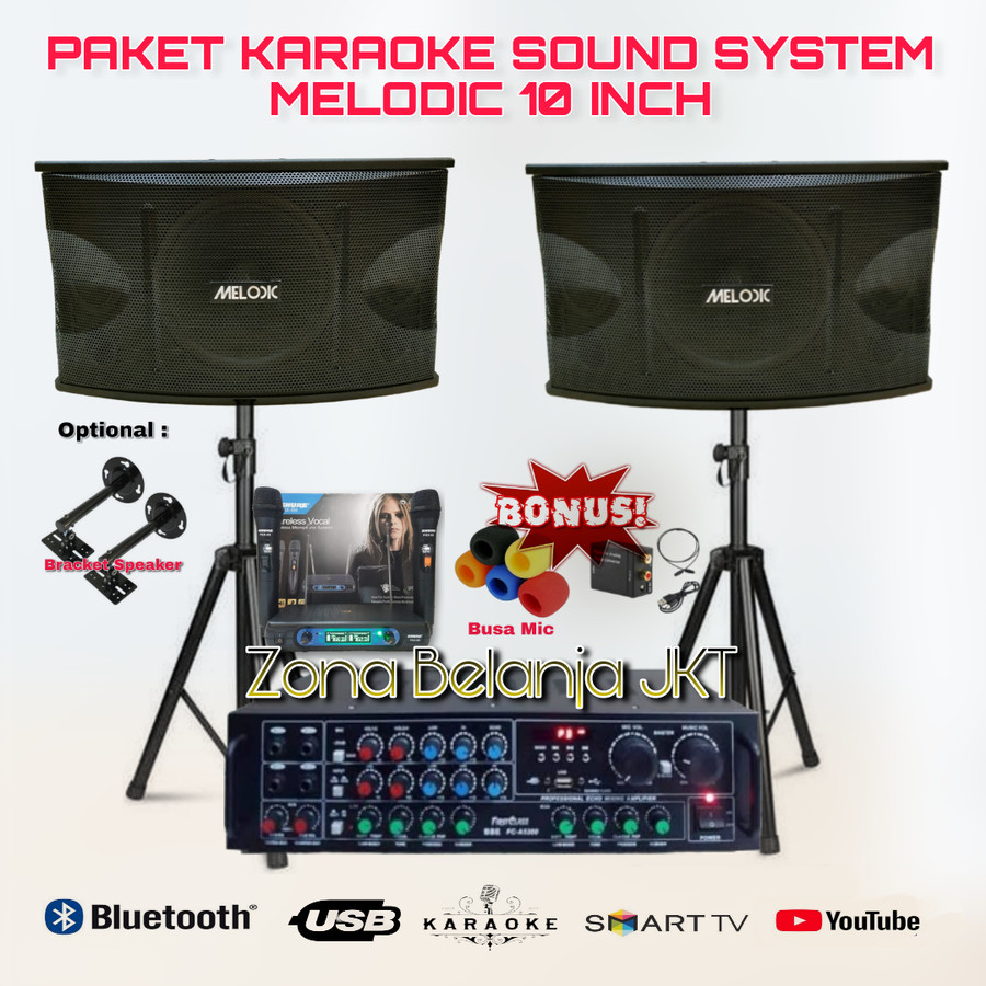 Jual PAKET KARAOKE SOUND SYSTEM RUMAHAN SPEAKER MELODIC 10 INCH ( SET 2