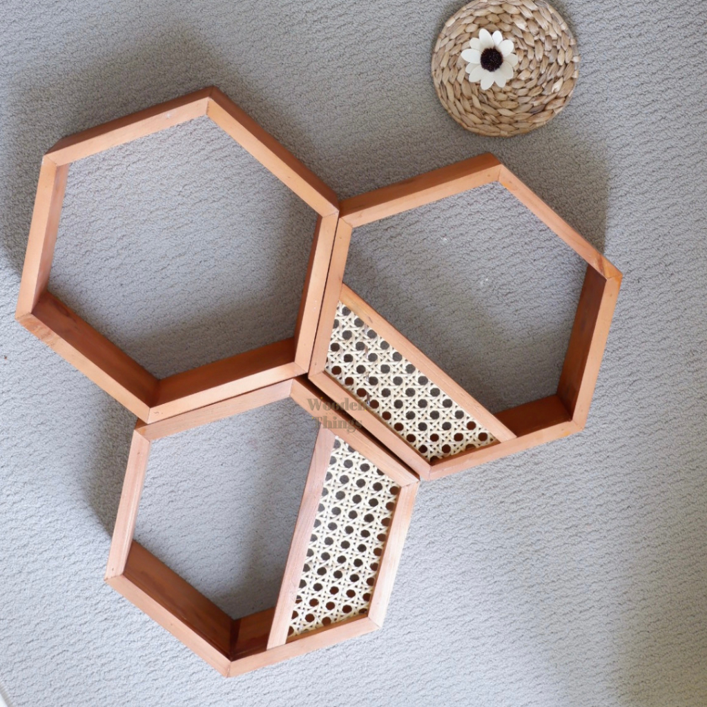 Jual Rak Dinding Hexagonal Rotan Makassar | Shopee Indonesia