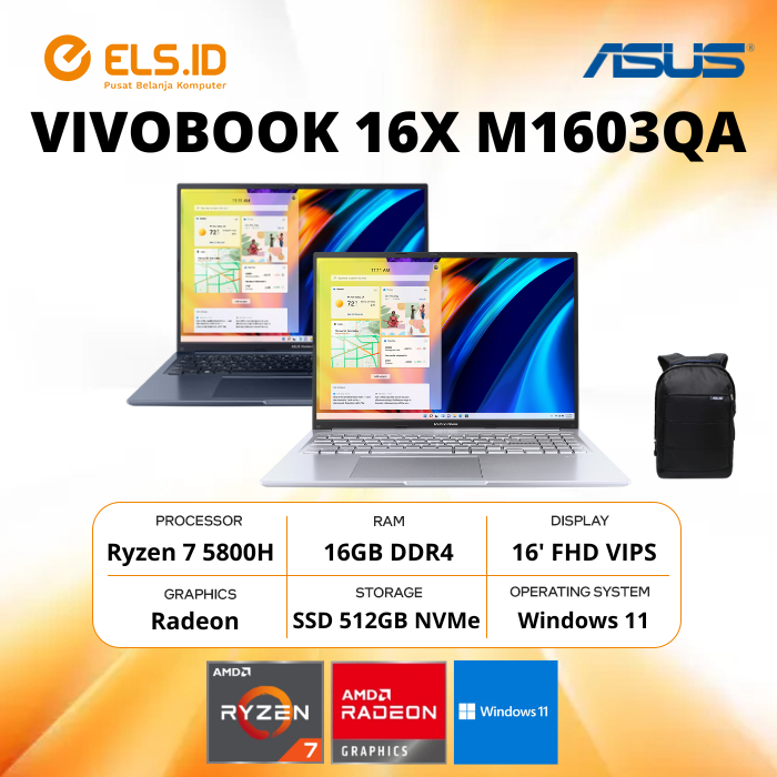 Jual Asus VivoBook 16X M1603QA Ryzen 7 5800H 16GB SSD 512GB 16' W11+OHS ...