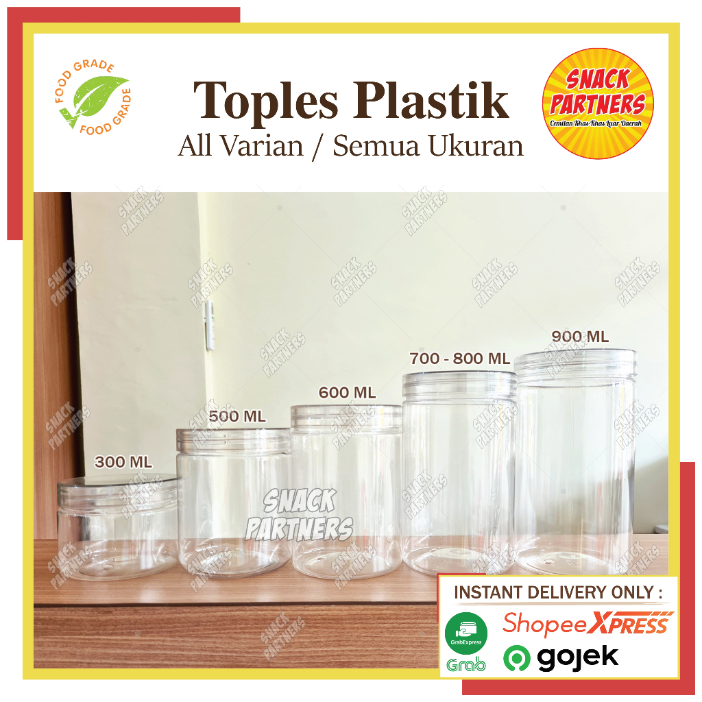 Jual Semua Ukuran Toples Tabung Pengiriman Instant Only Toples Bening Transparan Plastik