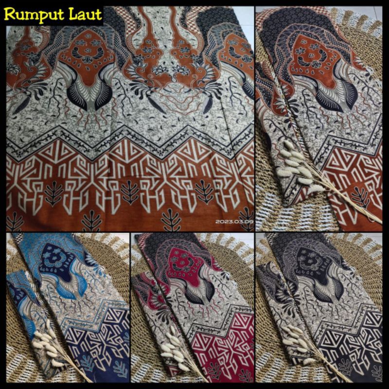 Jual Kain Batik Printing Modern Motif Rumput Laut Kain Meteran Bahan ...