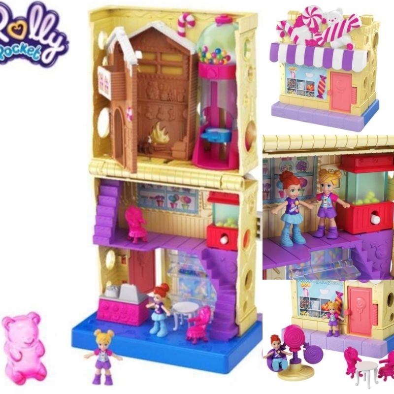 Polly pocket pollyville hotel pet place candy store surprise set original  sand secret dome game pollyvile