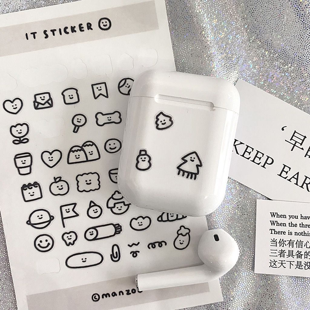 Jual Sticker Dekorasi Aesthetic Warna Hitam Putih Transparan Gambar ...