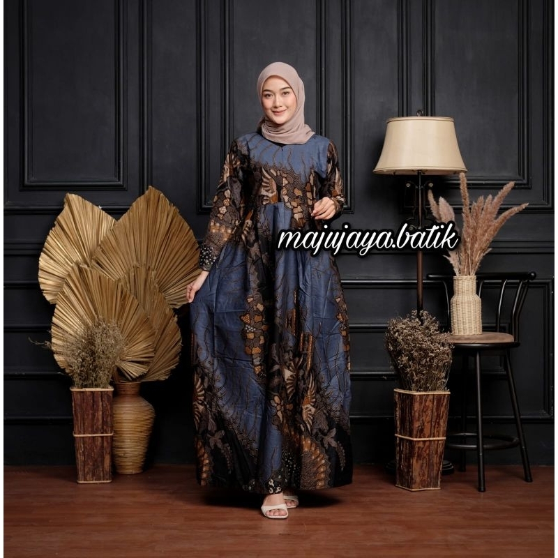 Jual Ms Gamis Batik Sriwedari Maxi Bumil Busui Katun Sogan Allsize Jumbo Shopee Indonesia