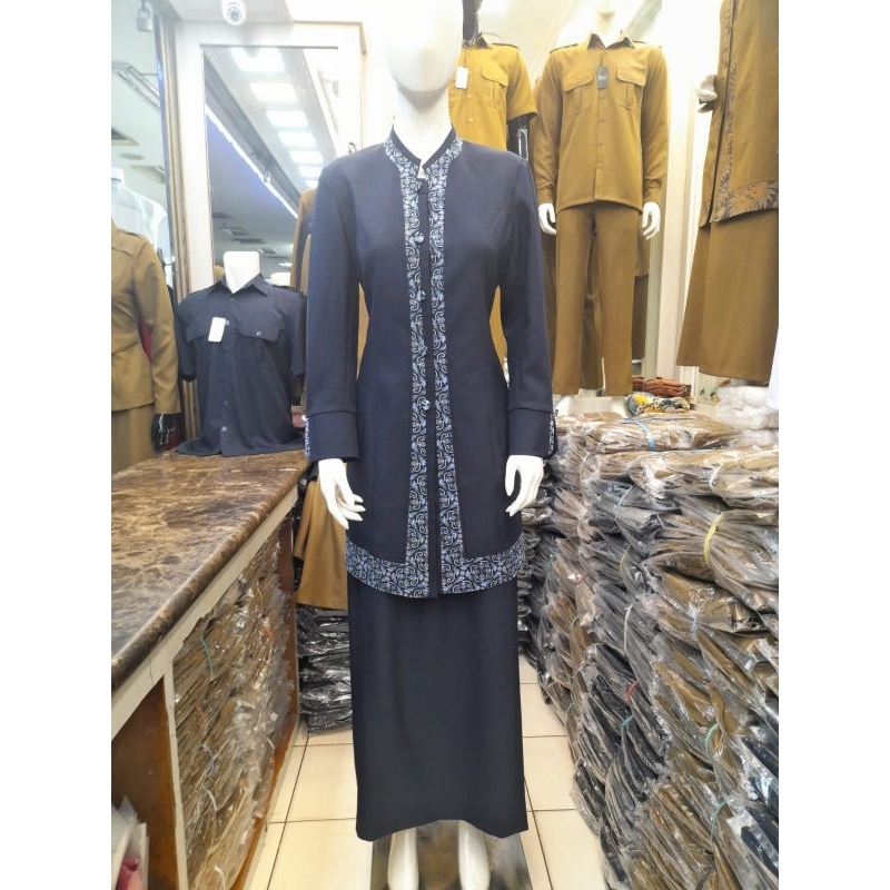 Jual Setelan Biru dongker tunik rok A Navy Seragam guru Baju kerja ...