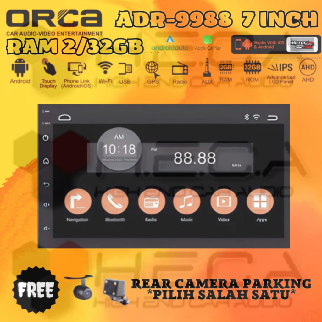 Jual Orca Adr Android Inch Head Unit Double Din Tape Mobil Camera Shopee Indonesia