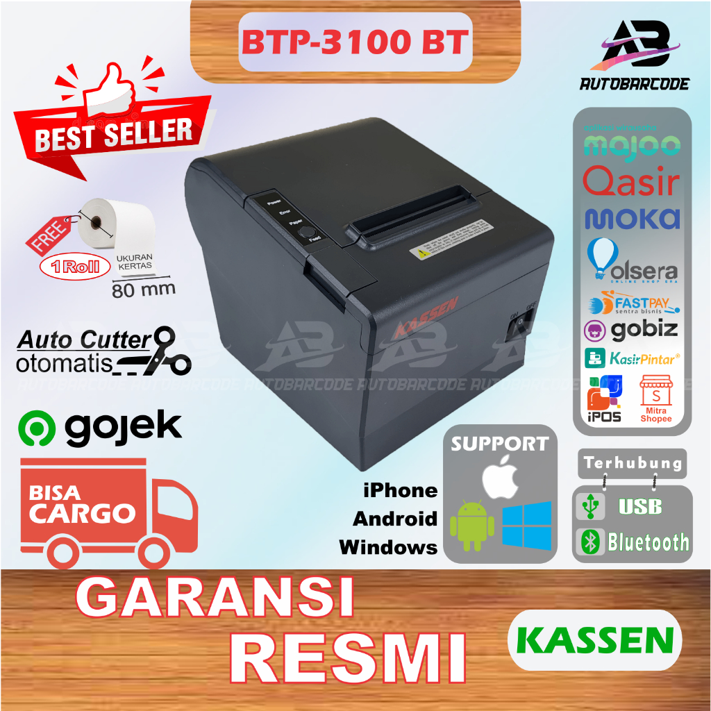 Jual Printer Bluetooth Kassen Btp Autocutter Kertas Thermal Mm Pos Kasir Ppob Btp