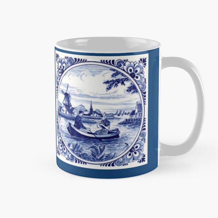 Jual DUTCH BLUE DELFT Vintage Windmill Church and Sailboats Print ...