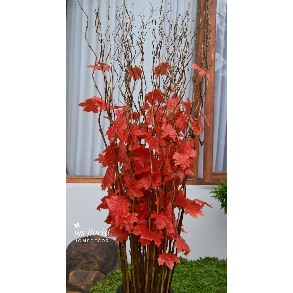 Jual Perlengkapan Rumah Bunga Dekorasi 15 Btg Bambu Ulir Natural Daun ...