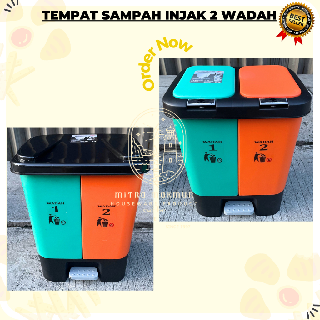 Jual SALE!! TEMPAT SAMPAH INJAK 2 WADAH 20 LITER 40 LITER TEMPAT SAMPAH ...