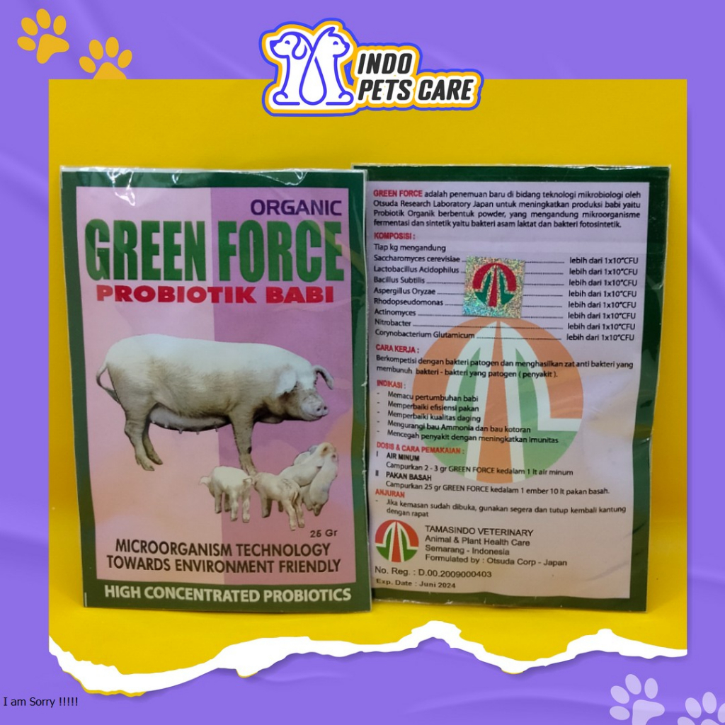 Jual SUPLEMEN PERTUMBUHAN BABI - GREEN FORCE 25 GRAM - PACU PERTUMBUHAN ...