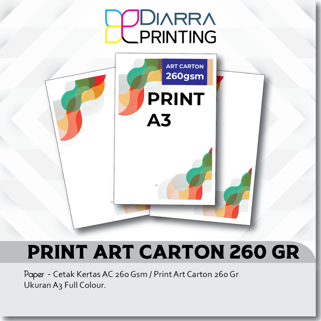 Jual Diarra Printing Cetak Kertas Ac 260 Gsm Print Art Carton 260