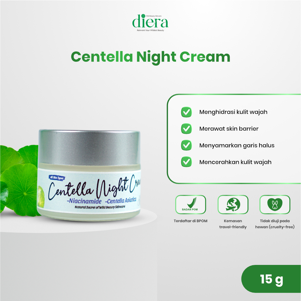 Jual Diera Skincare Centella Night Cream 15gr Menghidrasi & Memperbaiki Skin Barrier Dengan