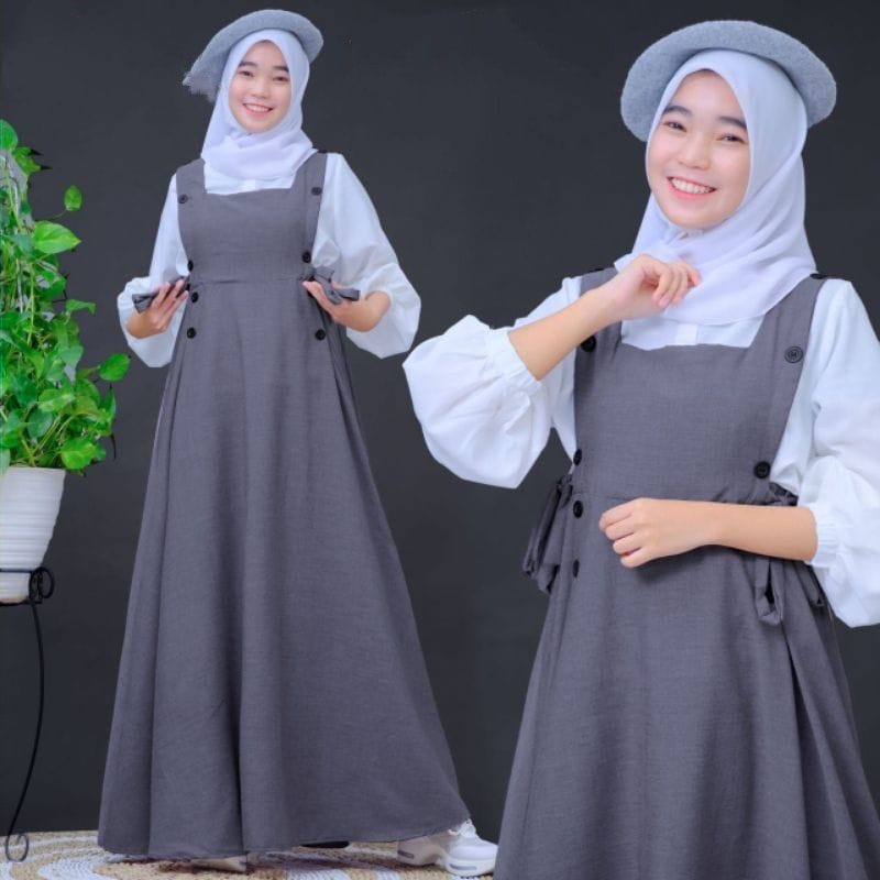 Jual Sania set Dress Baju Gamis Syari Muslim Remaja Wanita Perempuan// dress  gamis anak Remaja tanggung Kekinian Terbaru 2022 Murah | Shopee Indonesia/Gamis Terbaru 2024 Simple Elegan