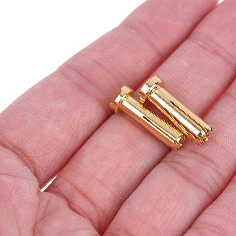 10 Connettori Proiettile Oro 4 Mm: Basso Profilo, Per Batterie Lipo RC, Spine Banana