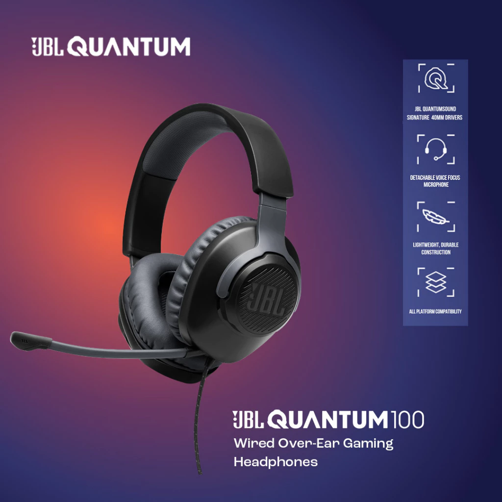 JBL Quantum 100 - Wired Over-Ear Gaming Headphones