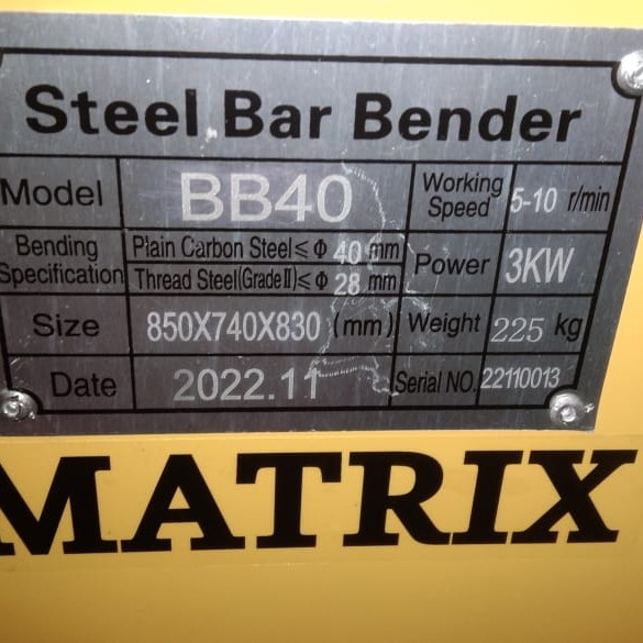 Jual mesin bar bending bar Bender matrix BB40 mesin tekuk besi beton