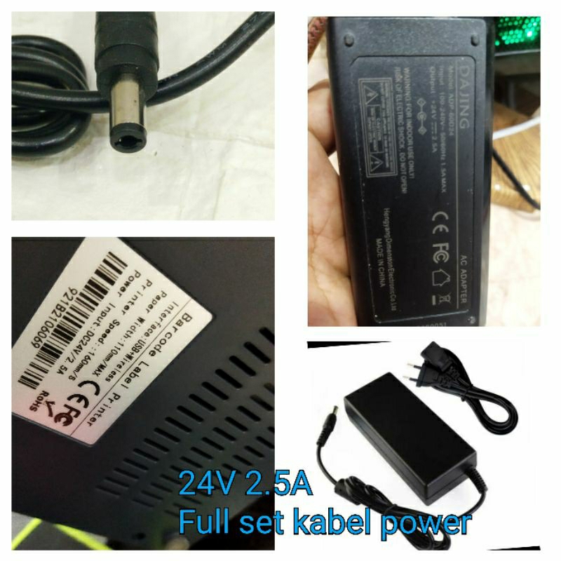 Jual Adaptor Charger Barcode label Printer VSC 110mm Dajing ADP 60D24 ...