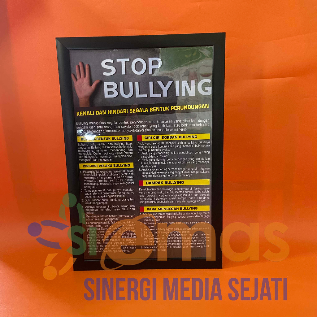 Jual Poster Stop Bullying Frame Kayu A3 Poster Pencegahan Bullying
