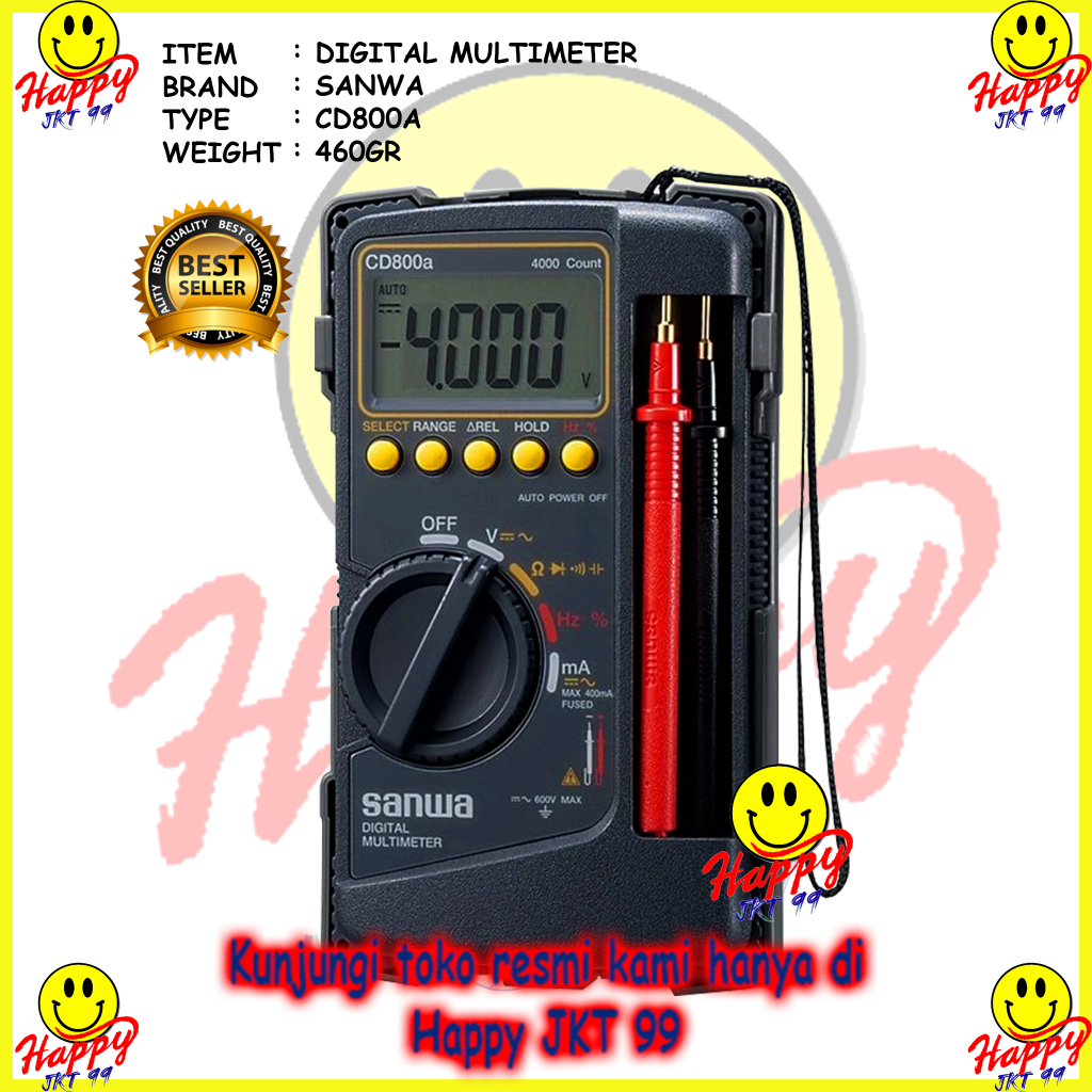 Jual MULTIMETER DIGITAL SANWA CD800A MULTITESTER CD 800 A AVOMETER ALAT