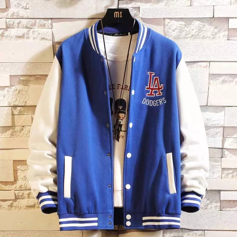 JH Distributors Los Angeles Dodgers Reversible Letterman Mens Jacket (Blue/White)