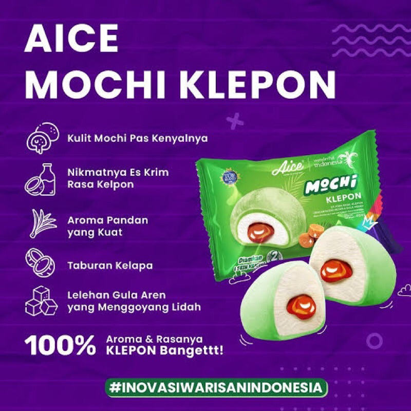 Jual Ice Cream Aice Mochi Klepon Vanilla Durian Chocolate Es Krim Shopee Indonesia