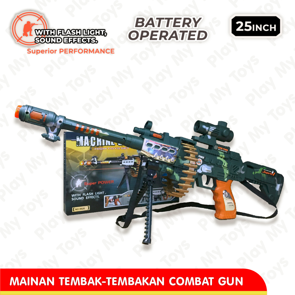 Jual Mainan Anak Pistol Tembakan Machine Gun Combat Gun Sniper Ada ...