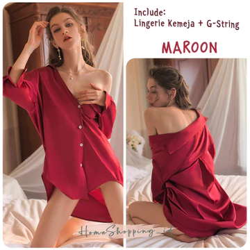 Kemeja Bigszie Wanita Kemeja Lingerie Oversize Baju Tidur Satin Wanita Lingerie Satin Baju Sexy
