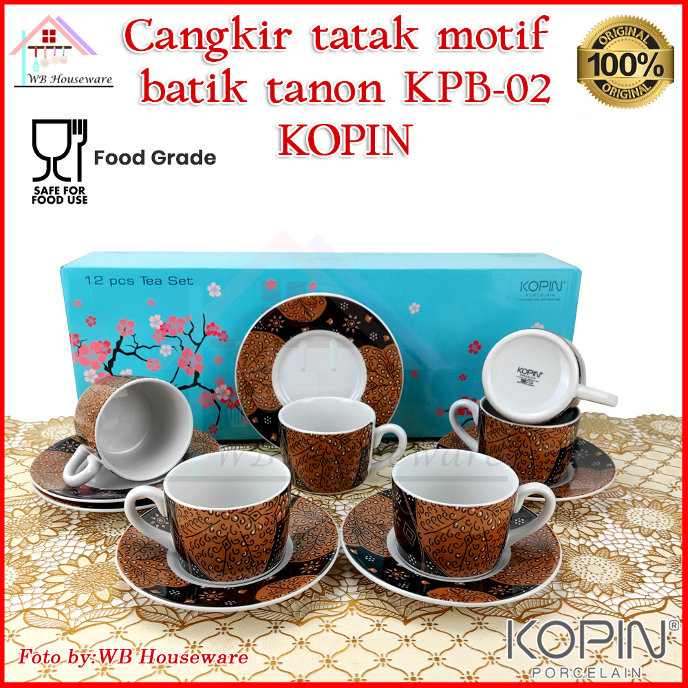 Jual KOPIN 6pasang cangkir set keramik motif batik tanon KPB-02 / tea ...