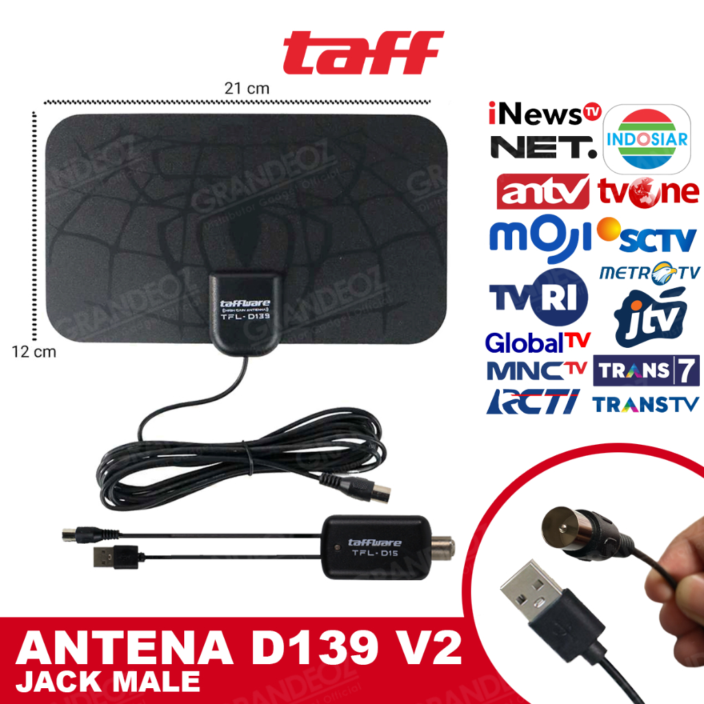 Jual Antena TV Digital D139 + Booster Amplifier DVB-T2 Power USB ...
