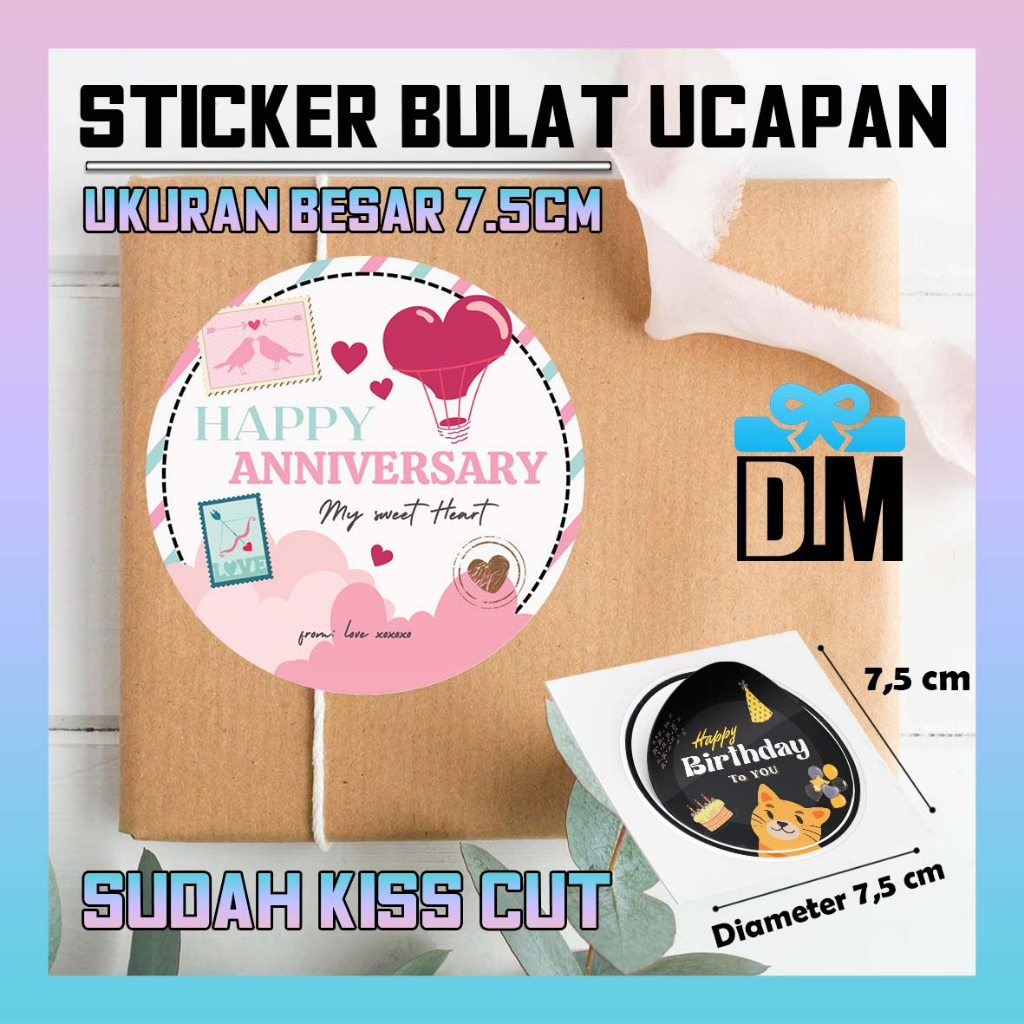 Jual Sticker Label Stempel Bulat BESAR Untuk Ucapan Thankyou Hadiah HBD ...