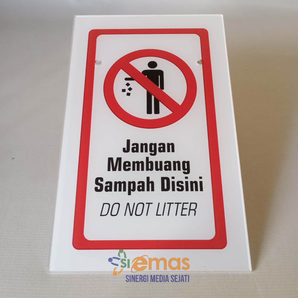Jual Akrilik Taman | Akrilik Papan Rambu Dilarang Membuang Sampah ...