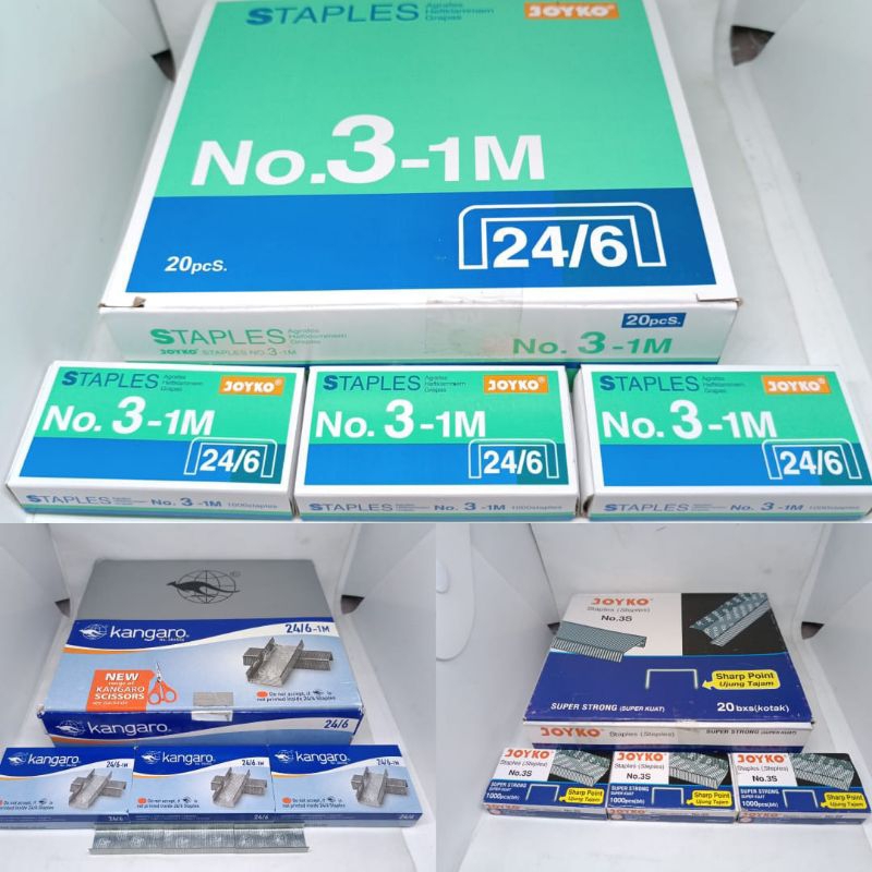 Jual ISI STAPLES BESI BESAR NO 3 MEREK JOYKO DAN KANGURU 1 KOTAK ISI ...