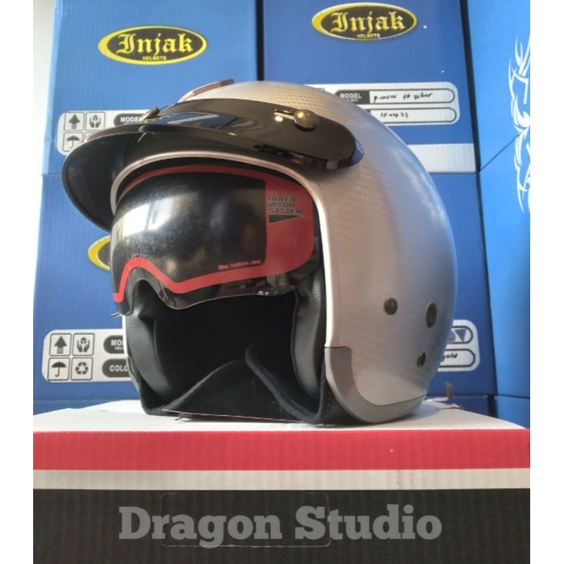 Jual Helm Injak Mr.x Carbon Goggle (Injak Helmet inner visor) | Shopee ...