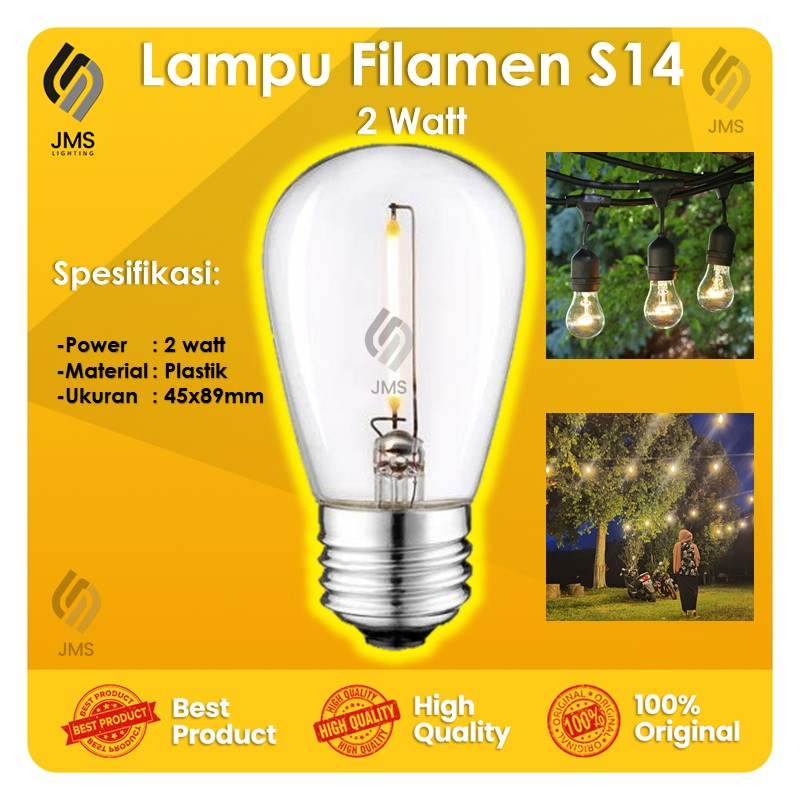 Jual LAMPU FILAMEN 1WATT S14 1W LED / LAMPU FILAMEN EDISON S / FILAMEN ...