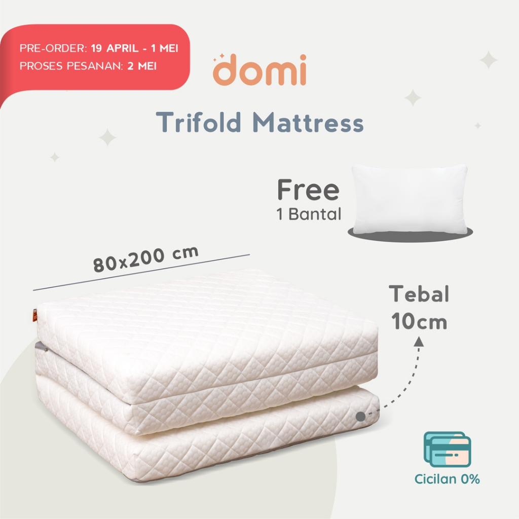 Jual Domi Trifold Mattress 80 x 200 FREE Bantal Kasur Busa Lipat Tiga