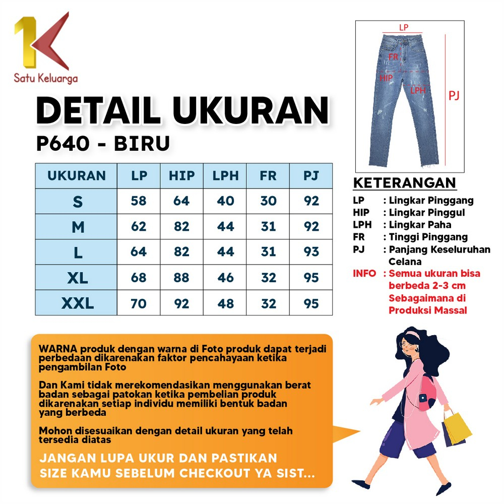 Jual 1K Celana Panjang Wanita Ripped Jeans Stretch Hight Waist ...