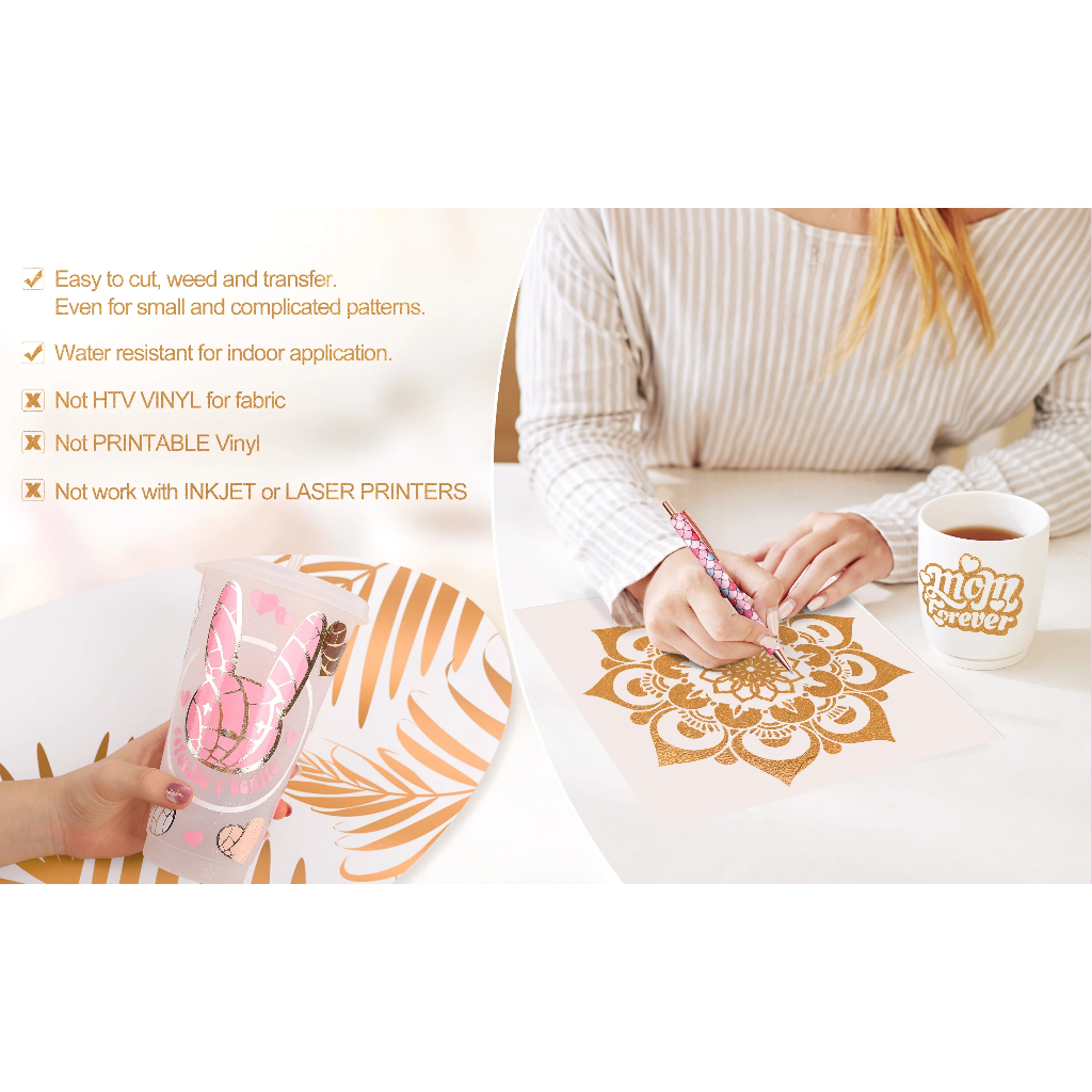 Jual Decoreating | Textured Metallic Craft Vinyl Premium Adhesive ...
