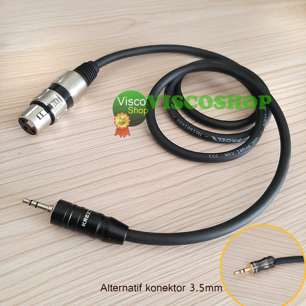 Jual Kabel microphone XLR Female to 3.5 mm stereo 1 3 meter untuk ke PC / Laptop mic input