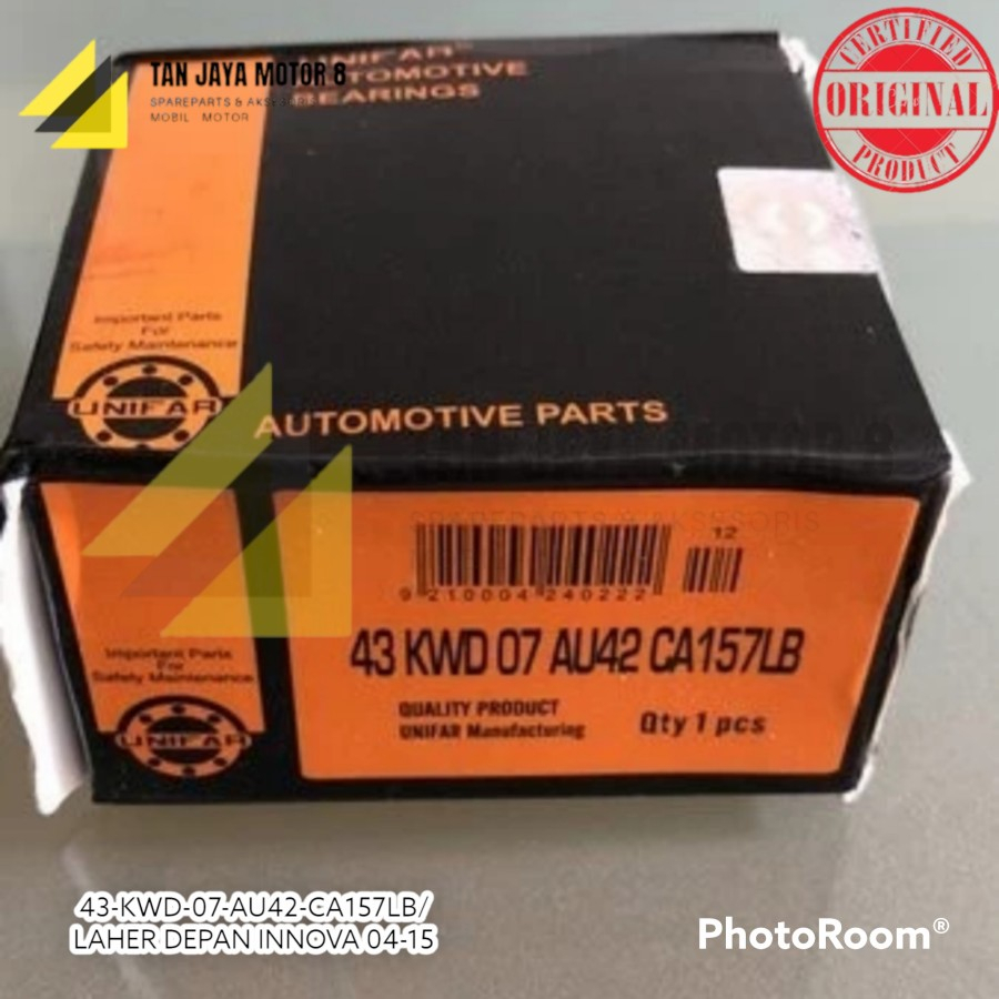 Jual 43-KWD-07-AU42-CA157LB/LAHER/BEARING DEPAN INNOVA TH.04-15 MERK ...