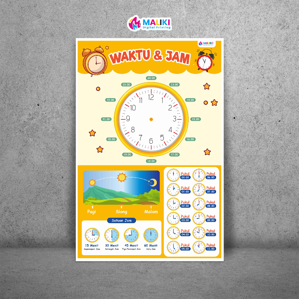 Jual Poster Edukasi Mengenal Waktu & Jam | Shopee Indonesia