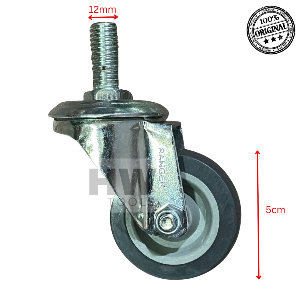 Jual Roda Caster Troli Karet Abu-Abu As Drat 2 Inch Roda 2