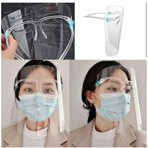 Jual Face Shield Kacamata Transparan APD Pelindung Wajah Full Face Anti ...
