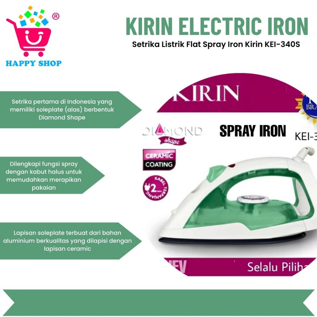 Jual Kirin KEI-340S 340 S Electric Dry Iron / Setrika Listrik Ceramic ...