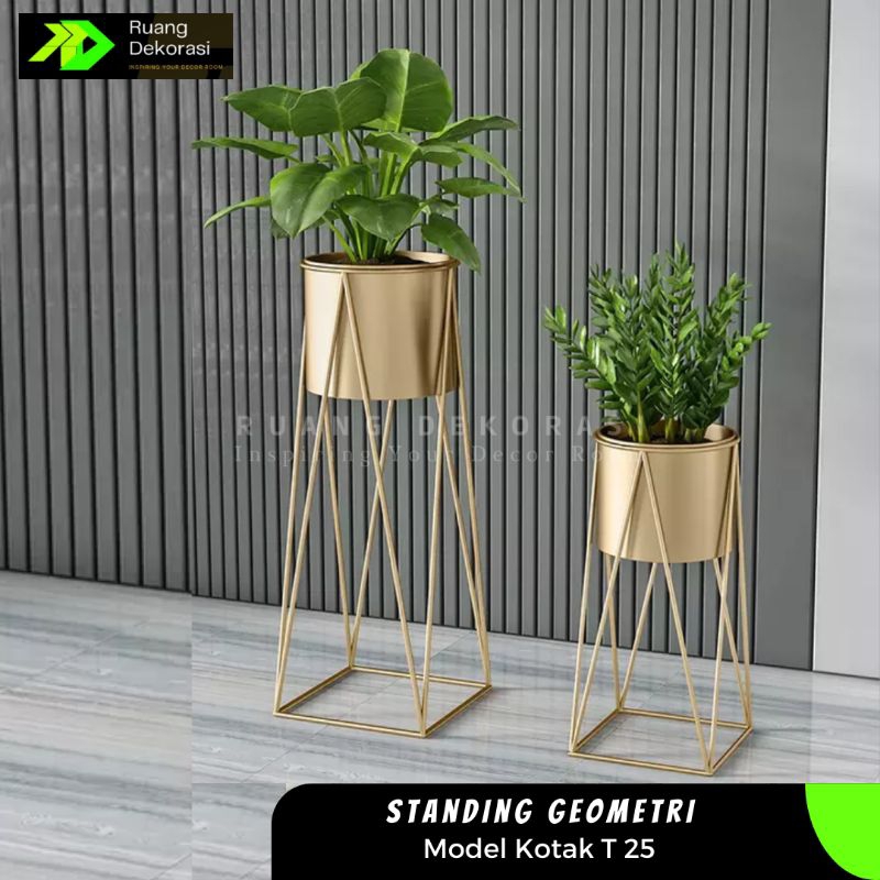 Jual Standing Pot Bunga Minimalis Model Geometry T Rak Bunga Besi Modern Standing Pot Bunga